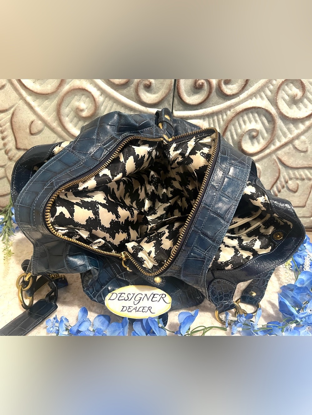 COACH Madison Maggie Blue Croc Embossed Leather Shoulder bag 14325 RARE! - Picture 11 of 12